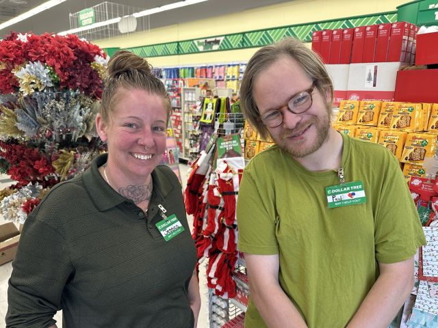 Dollar Tree Manager Jessica McIntyre and Paul