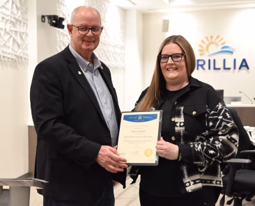 Stacie Swinton Citizen of the Year Finalist with Mayor McIsaac